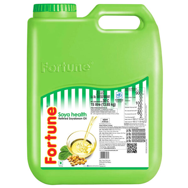 Fortune Soya Health Refined Soyabean Oil 15 ltr (Tin)