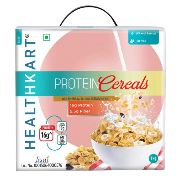 Health Kart Breakfast Cereal With High Protein Oats Soy Flakes Black Raisins 1 kg Box