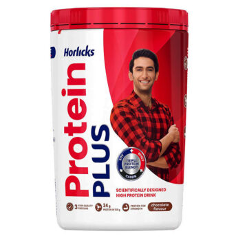 Horlicks High Protein Drink – Chocolate, Protein+-400 gm (Jar)